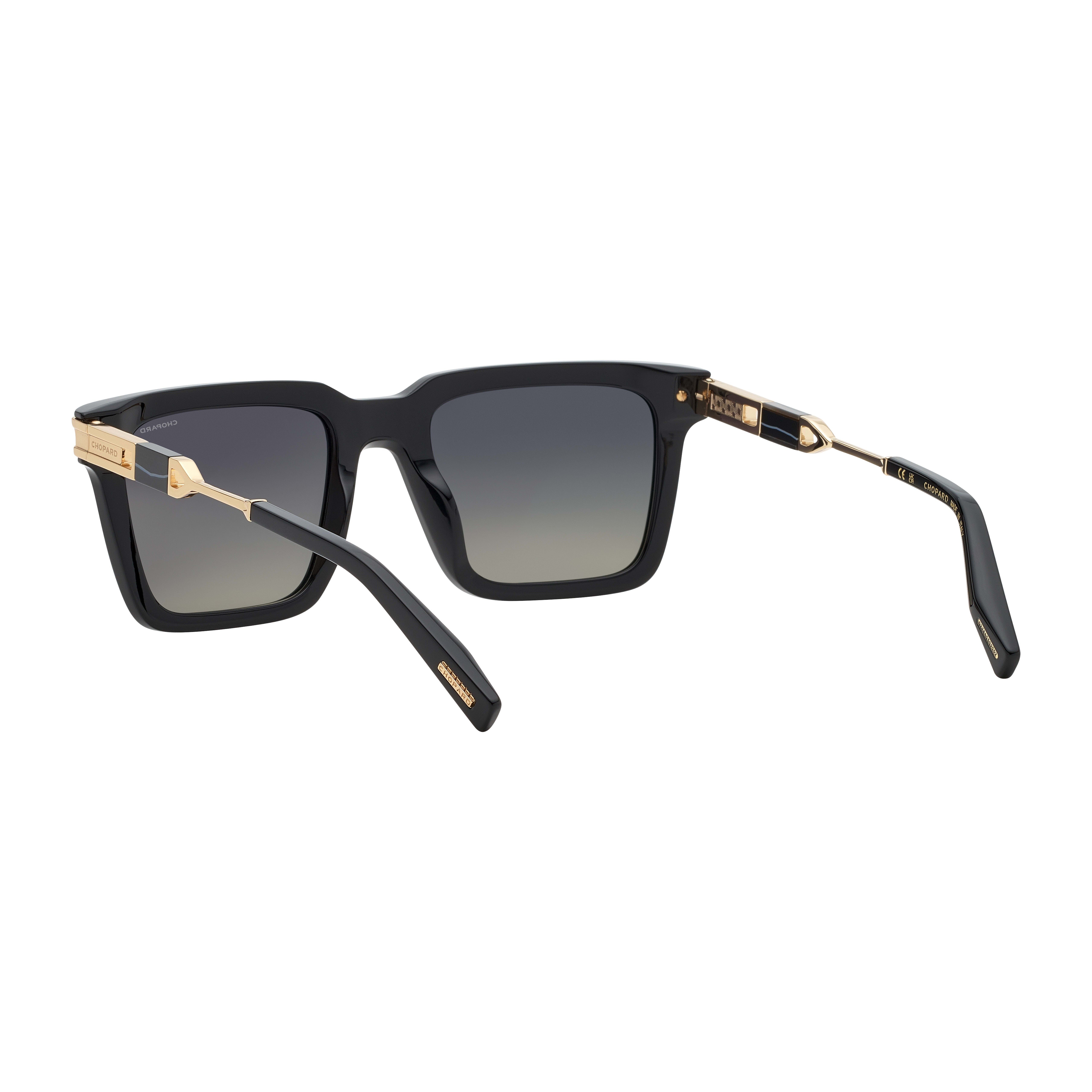 Chopard L.U.C Shiny Black Sunglasses – Premium Bio-Acetate with Onyx Stone Detail