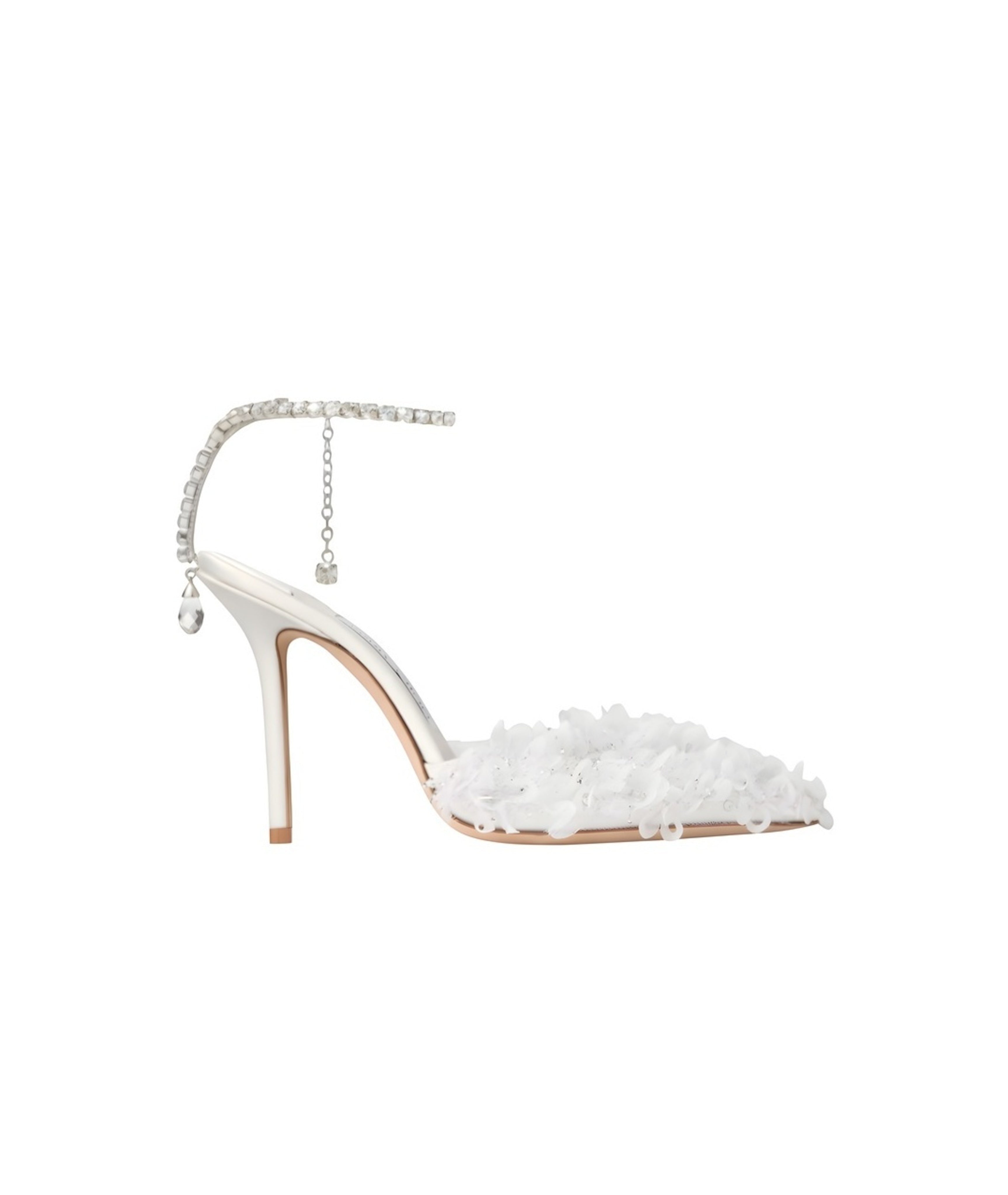 Jimmy Choo Saeda 100 Petal-Embroidered Mesh Pumps in Ivory