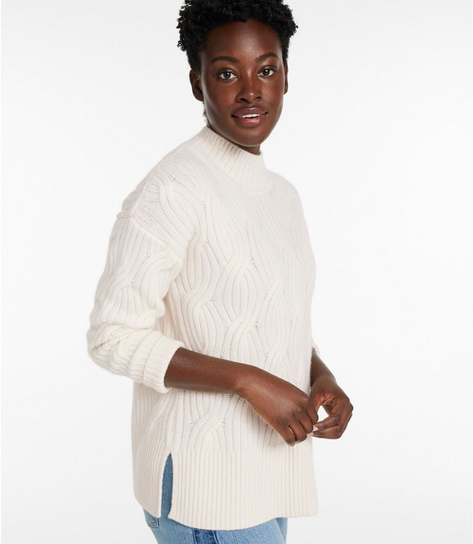 L.L. Bean Signature Premium Cashmere Cable Mockneck Sweater