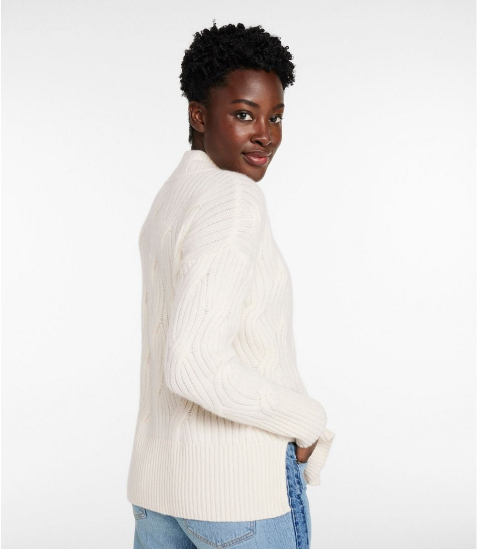 L.L. Bean Signature Premium Cashmere Cable Mockneck Sweater