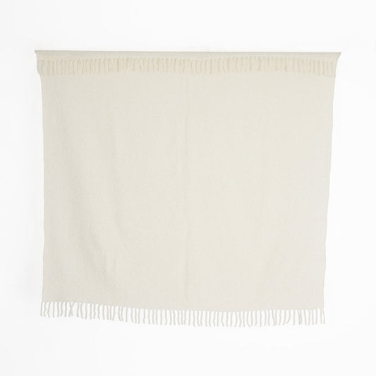 Ivory Alpaca Bouclé Throw — Handwoven in Peru