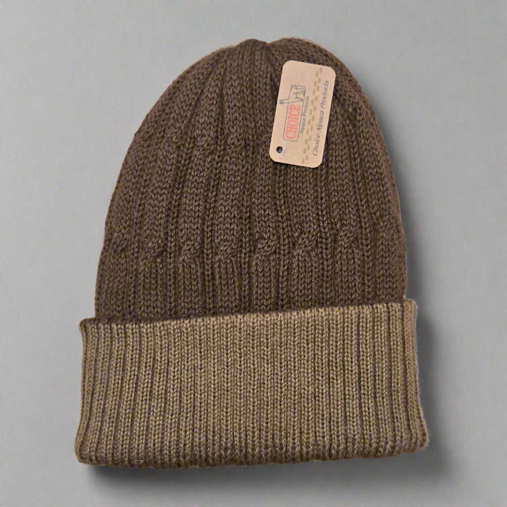 Reversible Cabled Alpaca Knit Hat