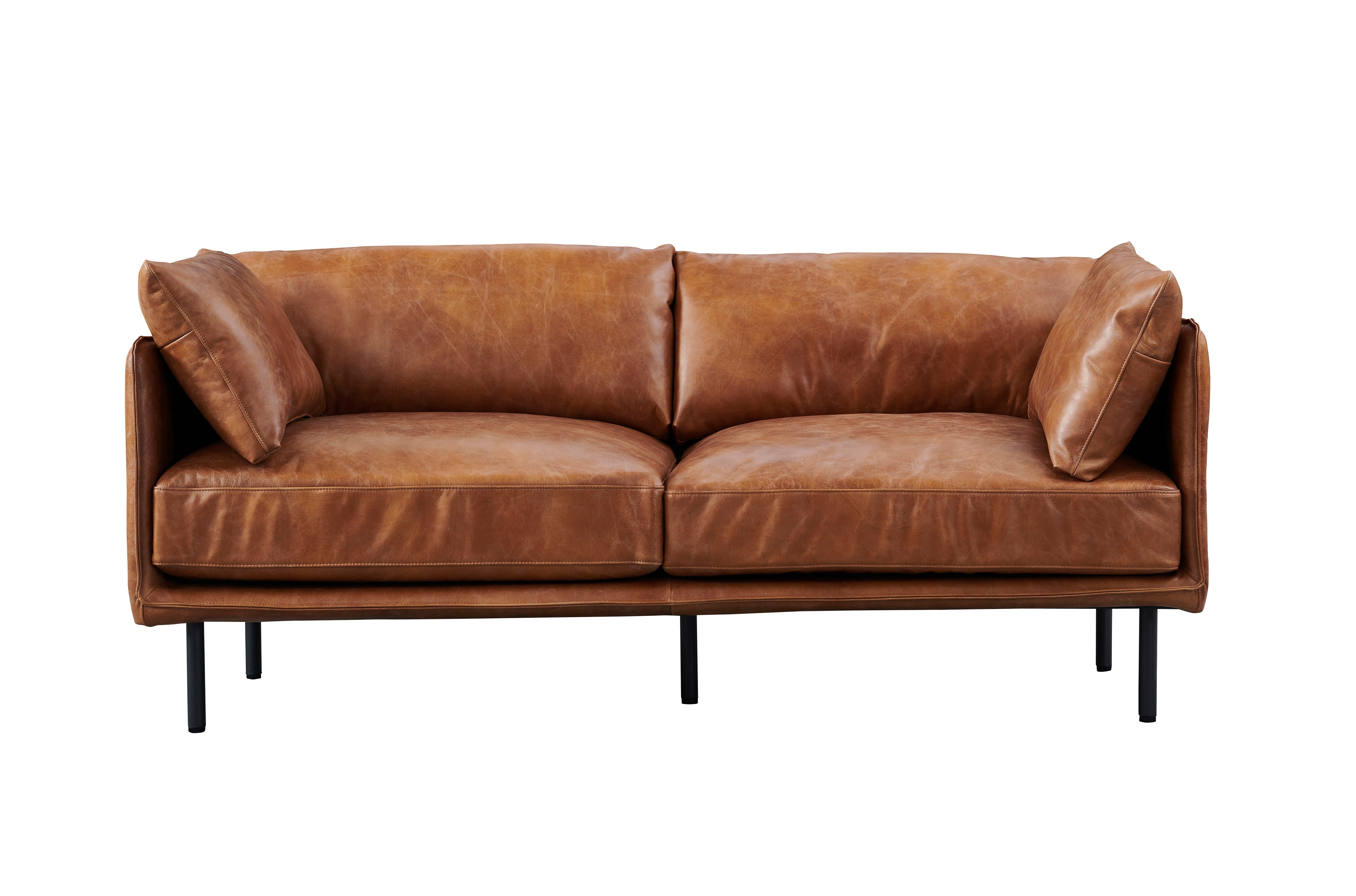 Preorder Venezia Industrial Modern Love Seat - Light Brown Leather