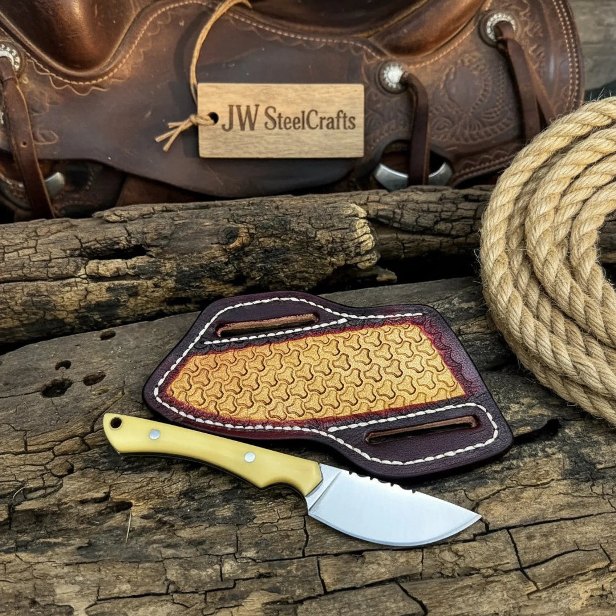 Carbon Steel EDC Skinner Knife with Camel Bone Handle