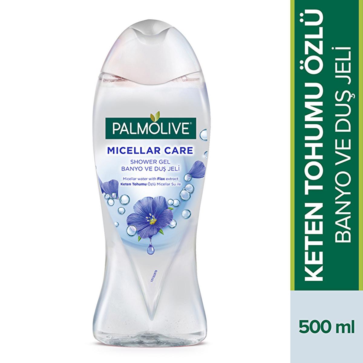 Palmolive Micellar Care Bath & Shower Gel: Gentle, Natural Body Wash for Daily Moisturizing & Sensitive Skin - Flaxseed Enriched, 16.91 fl oz