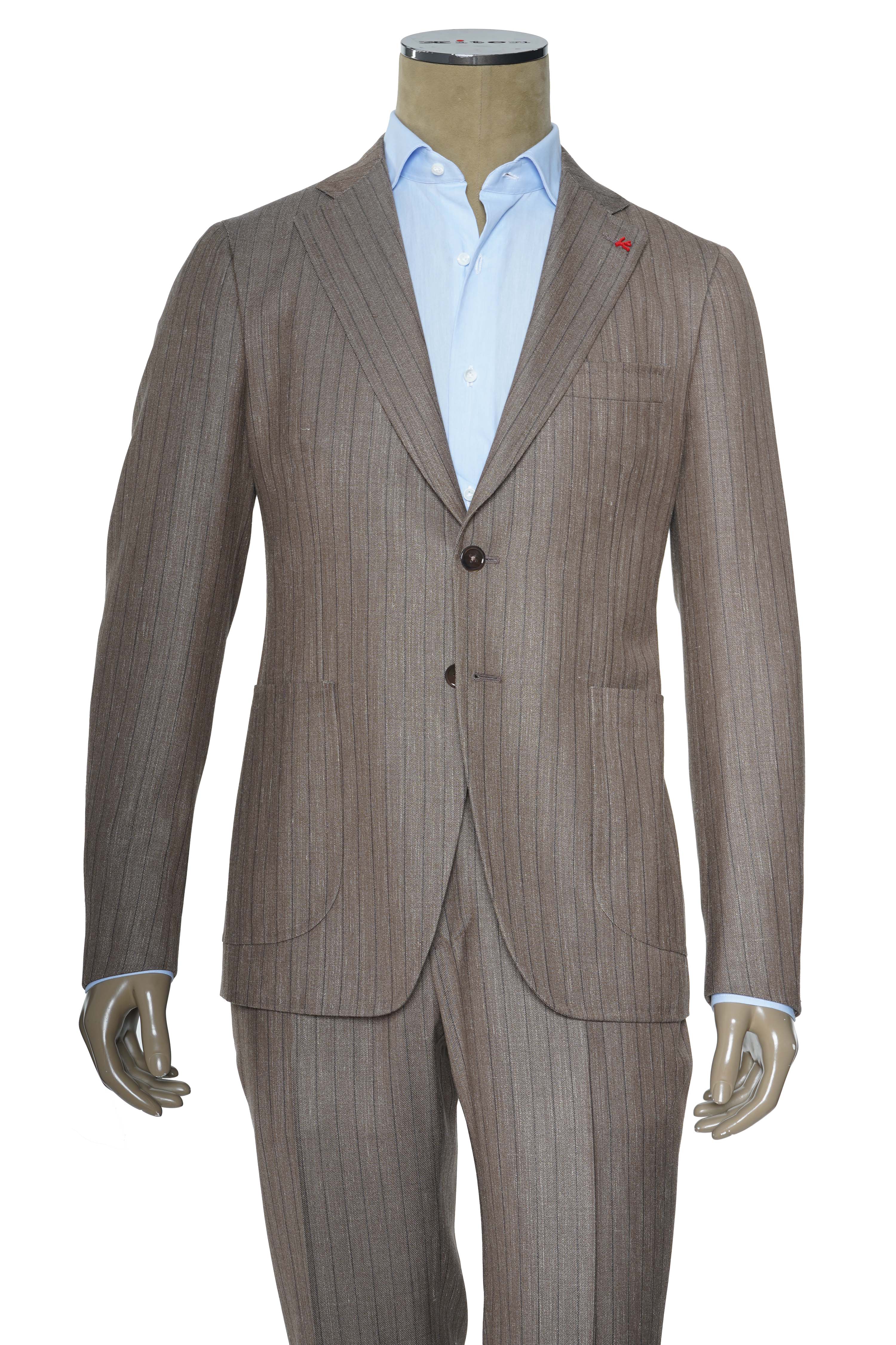 Isaia Pinstripe Wool-Silk-Linen Suit