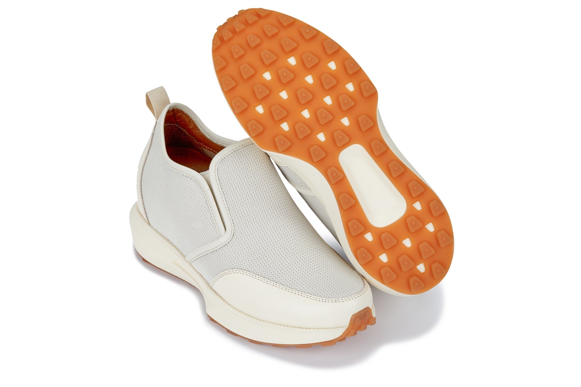 CALTO - J1434 - 3.3 Inches Taller (Off-White) - Casual Chunky Sole Sneaker Loafers