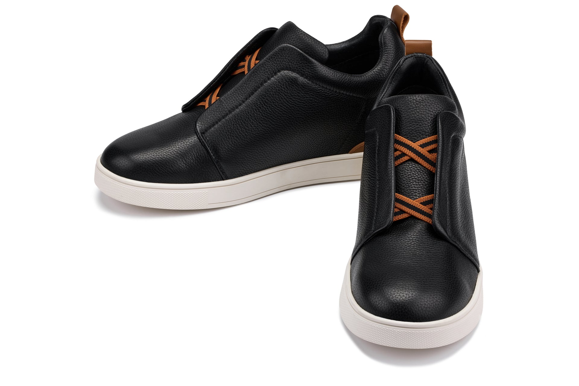 CALTO - J1932 - 2.6 Inches Taller (Black/White Sole) - Slip-On Snoafers