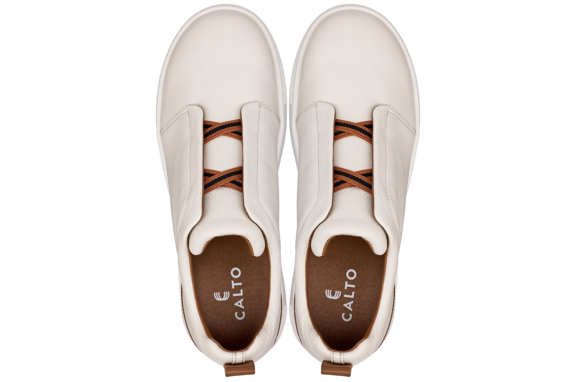 CALTO - J1933 - 2.6 Inches Taller (Off-White) - Slip-On Snoafers