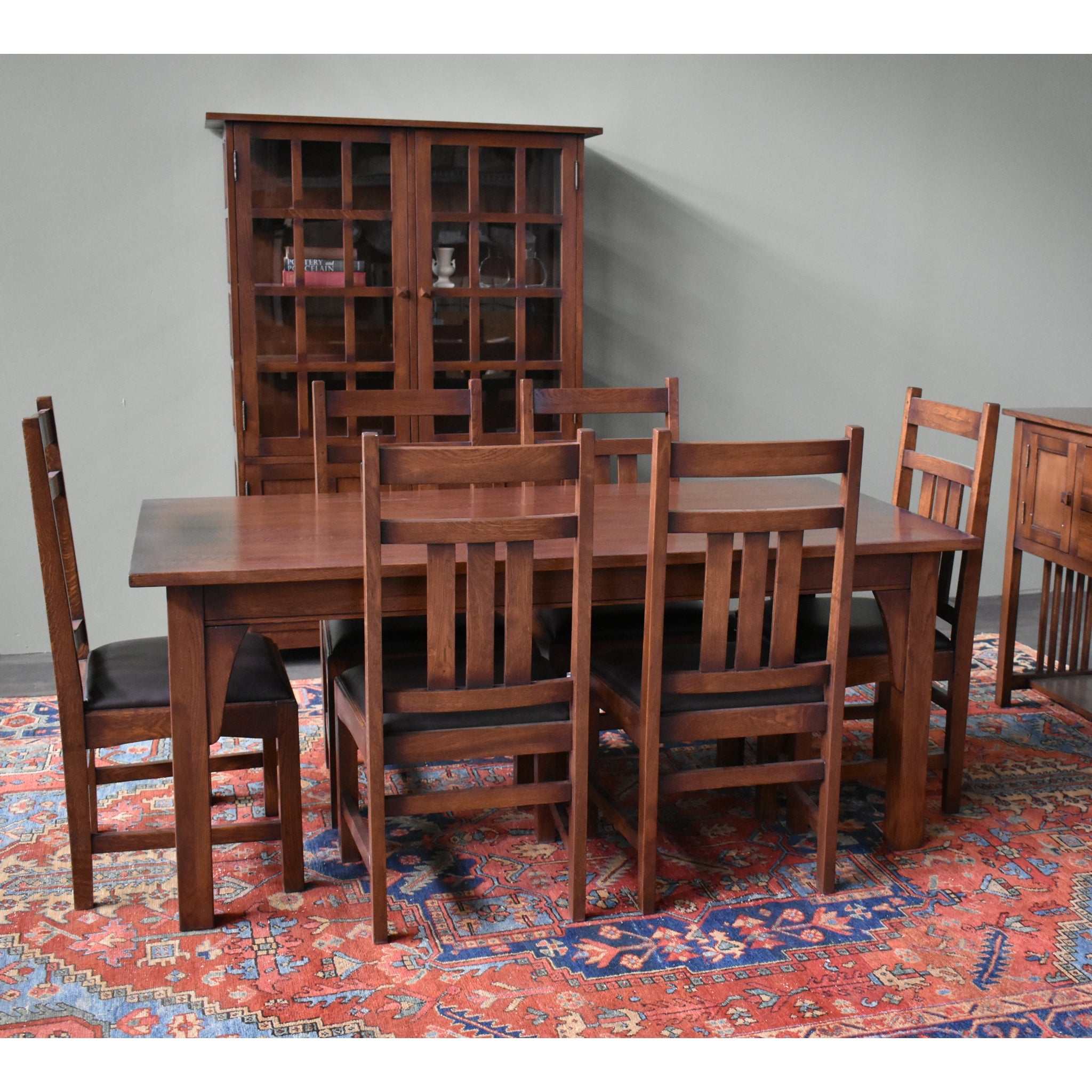 Mission 70" Solid Oak Dining Table Set with 6 #401 Chairs