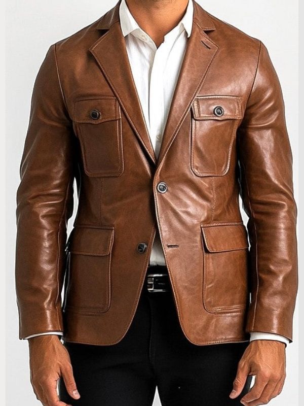 John Brown Premium Leather Blazer for Men