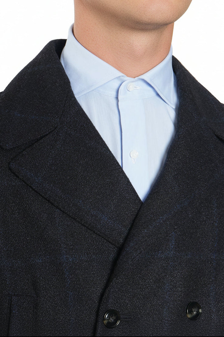 Kiton Windowpane Double Breasted Cashmere-Silk Jacket