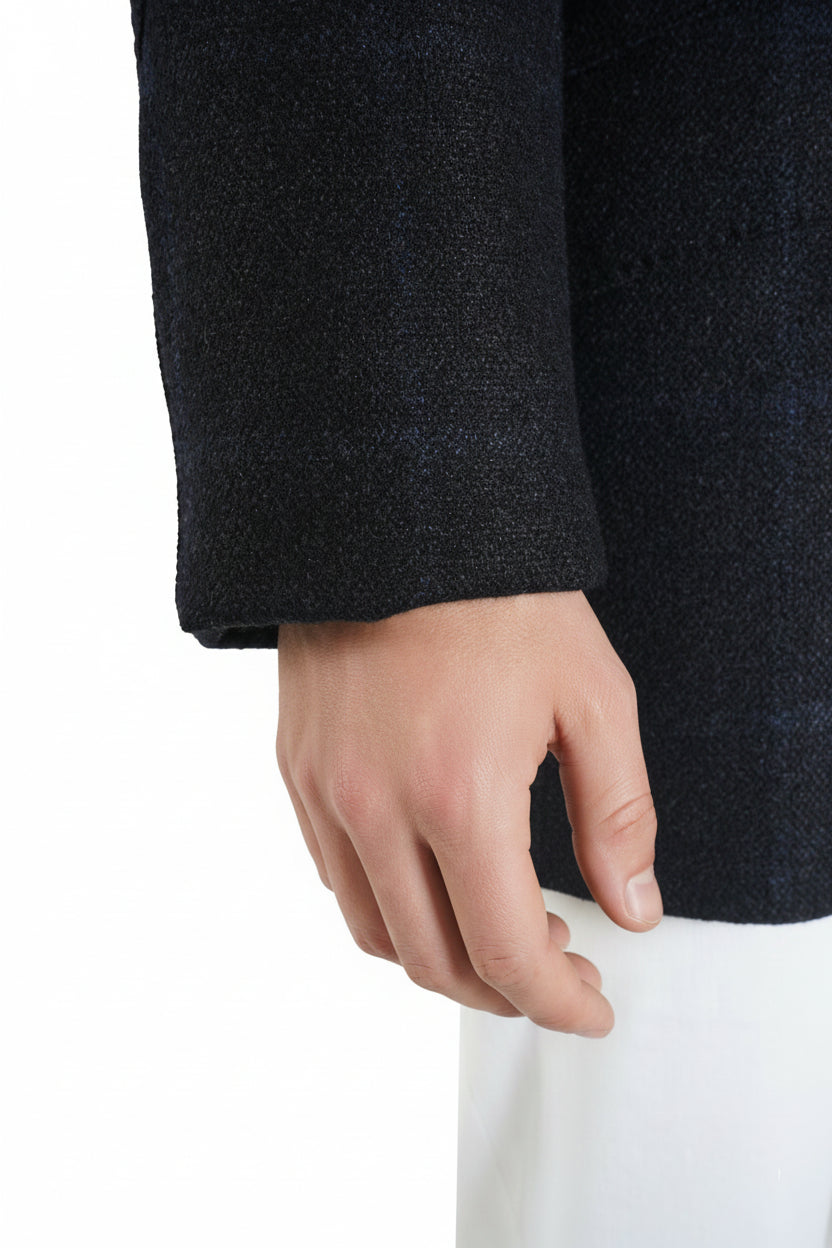 Kiton Windowpane Double Breasted Cashmere-Silk Jacket