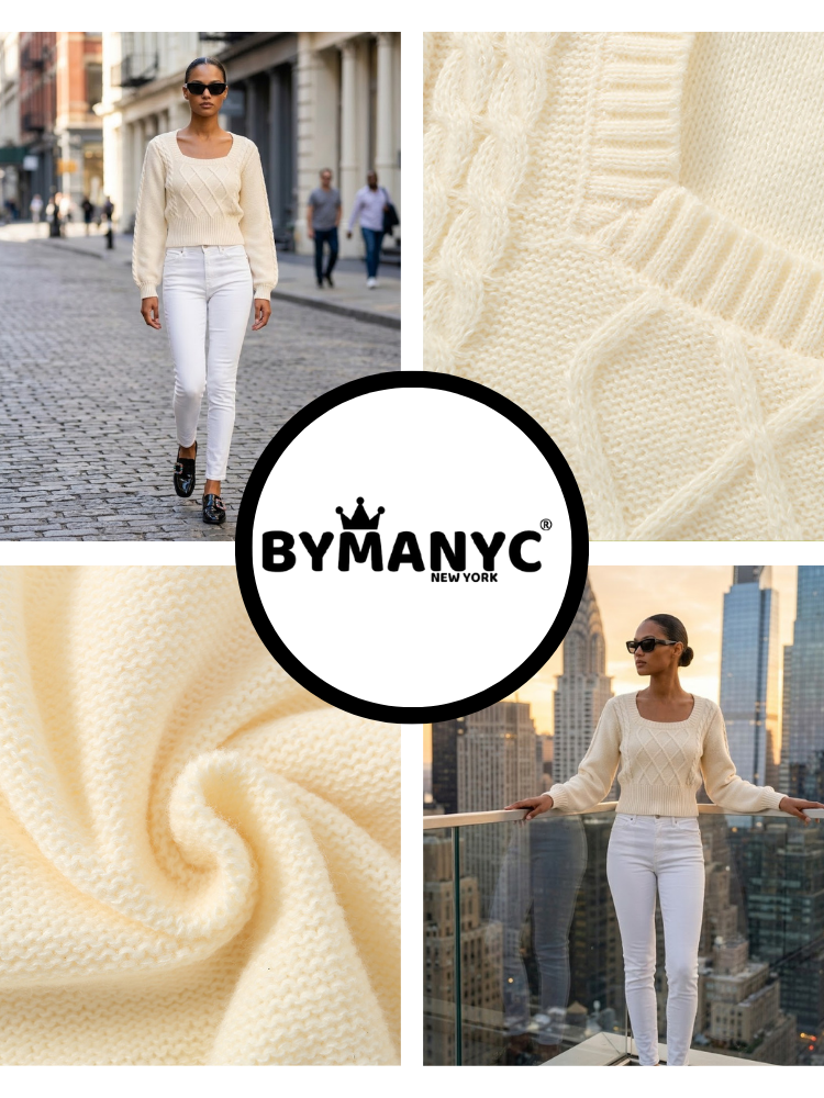 LEXINGTON Women's Square Neck Sweater Prêt-à-Porter BYMANYC ® New York