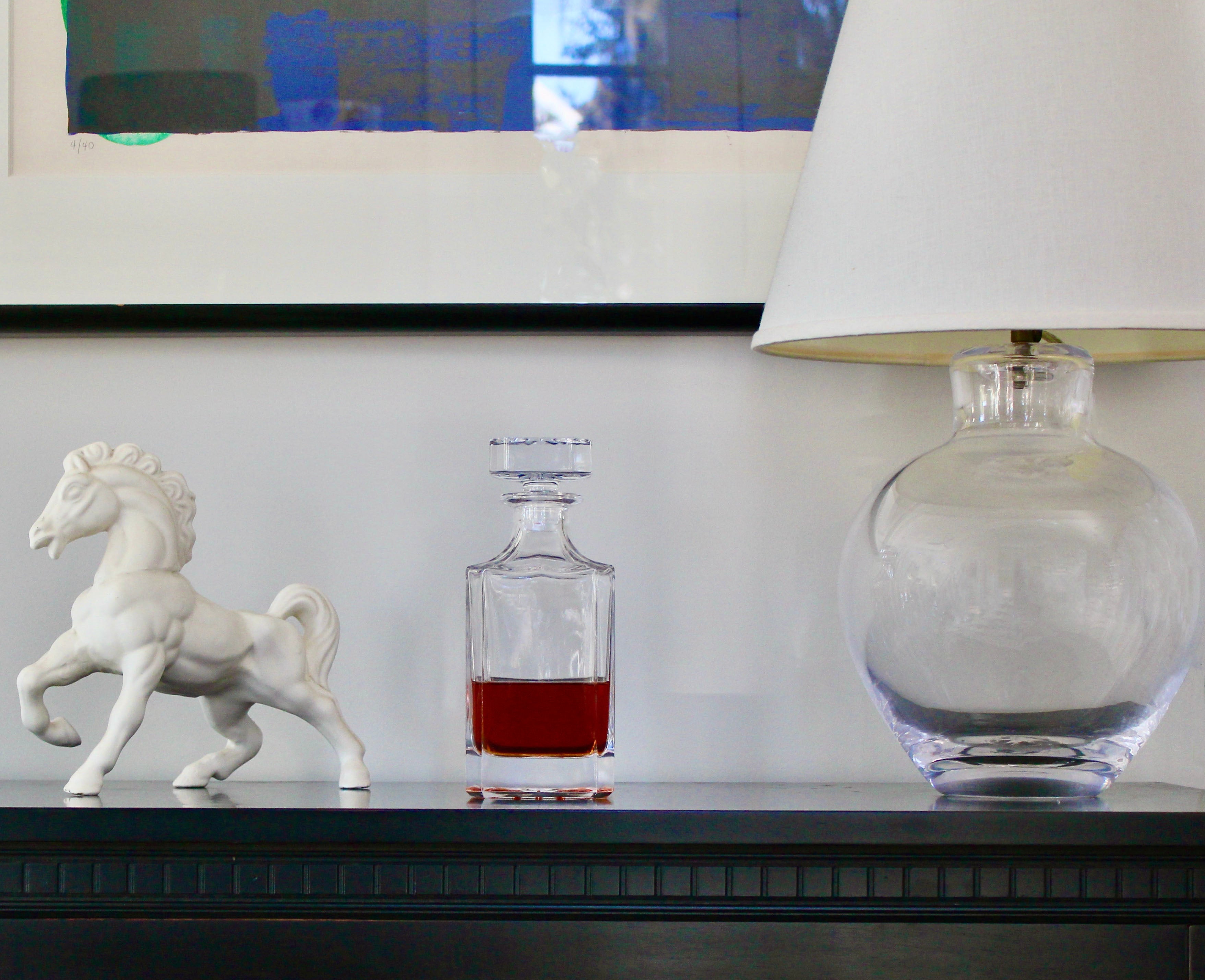 Bison Engraved Whiskey Decanter - 26oz Square Crystal Decanter with Stopper