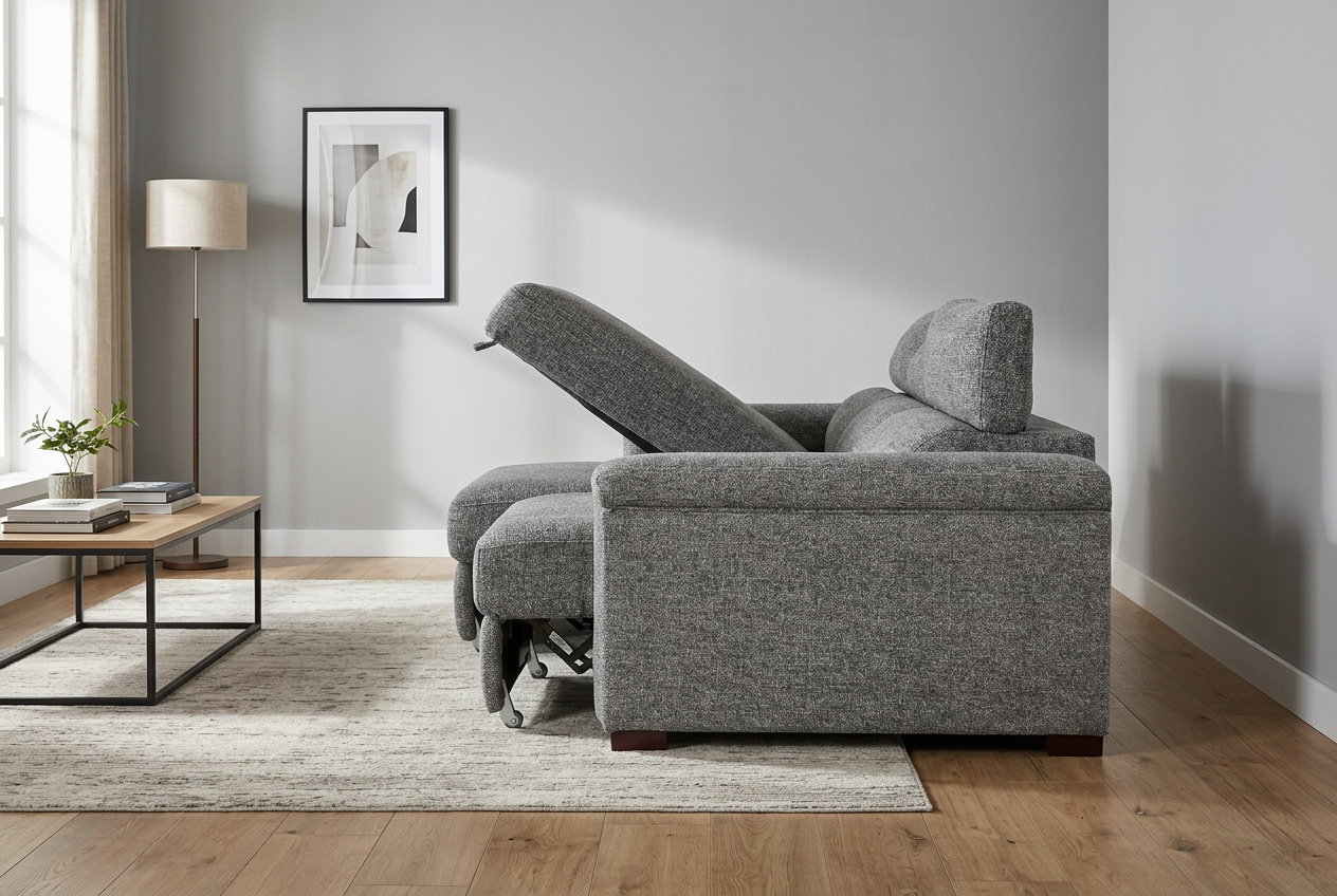 Lucious Gray Double Slider Power Sectional Sofa w/ Storage LAF Chaise