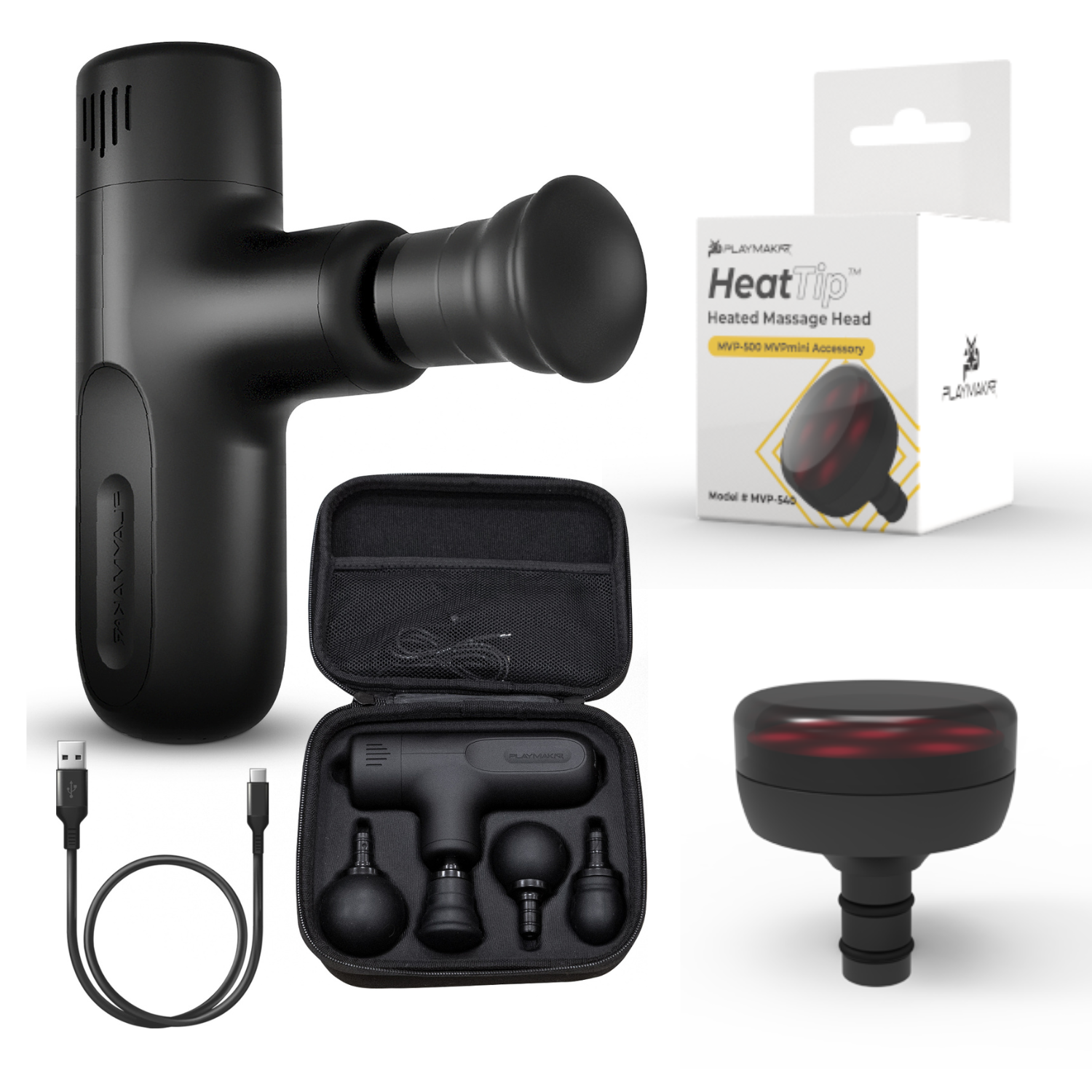 MVPmini Percussion Massage System with Vibration & Premum Silicone Massage Heads with Impact Control that Contour to Your Body