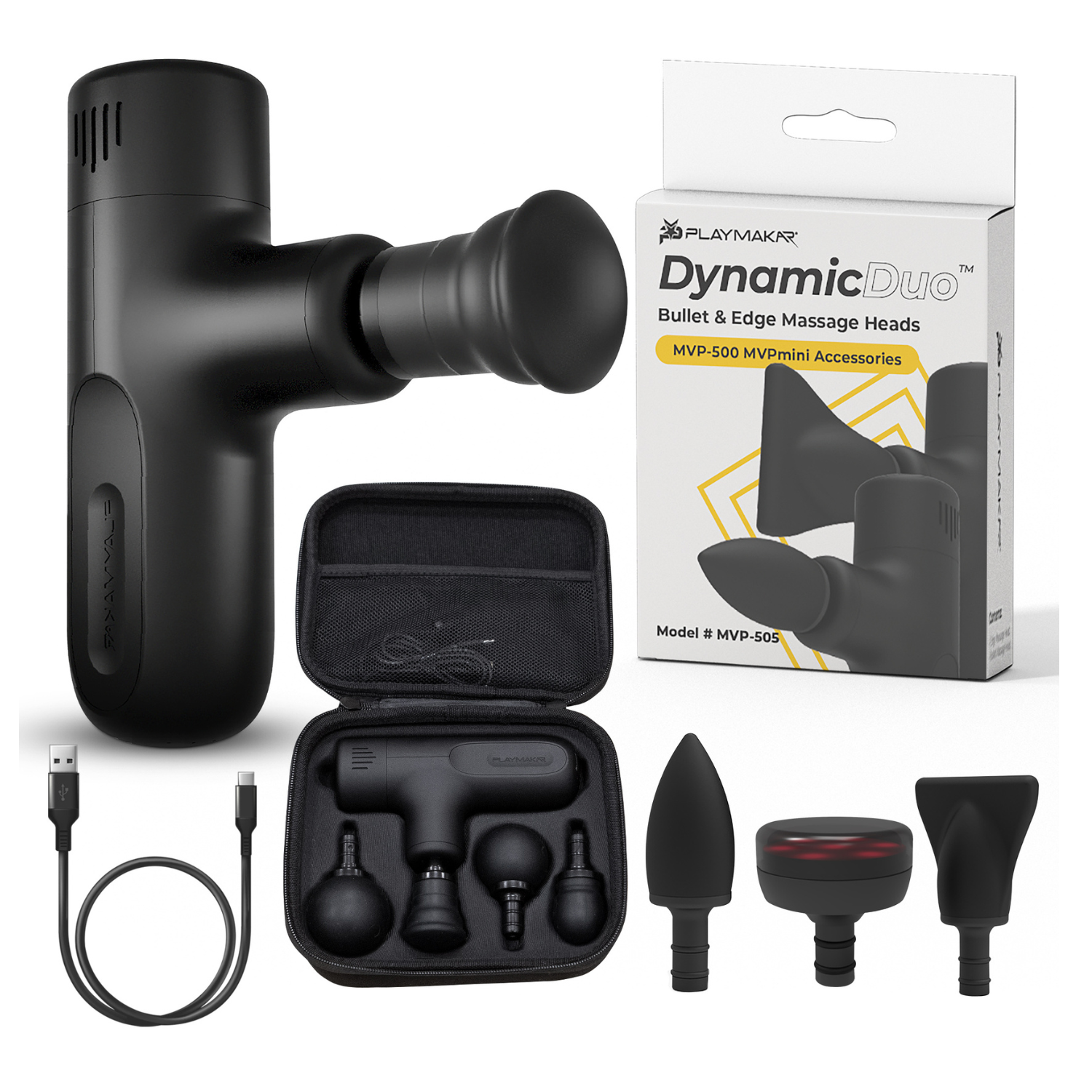 MVPmini Percussion Massage System with Vibration & Premum Silicone Massage Heads with Impact Control that Contour to Your Body