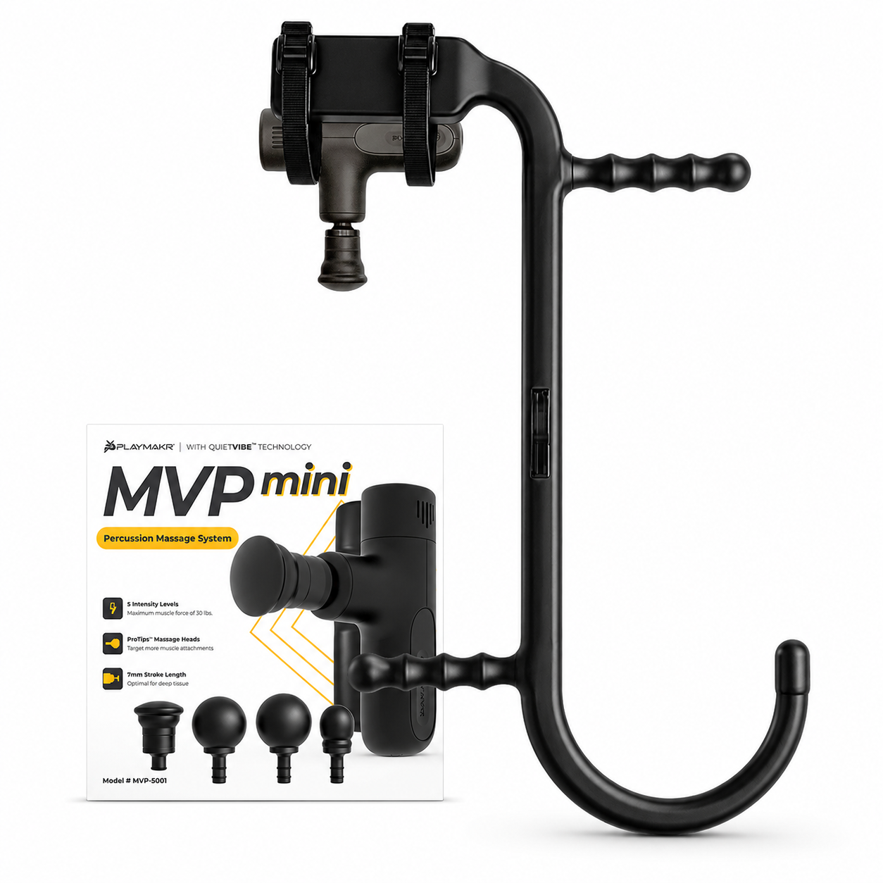 MVPmini Percussion Massage System with Vibration & Premum Silicone Massage Heads with Impact Control that Contour to Your Body