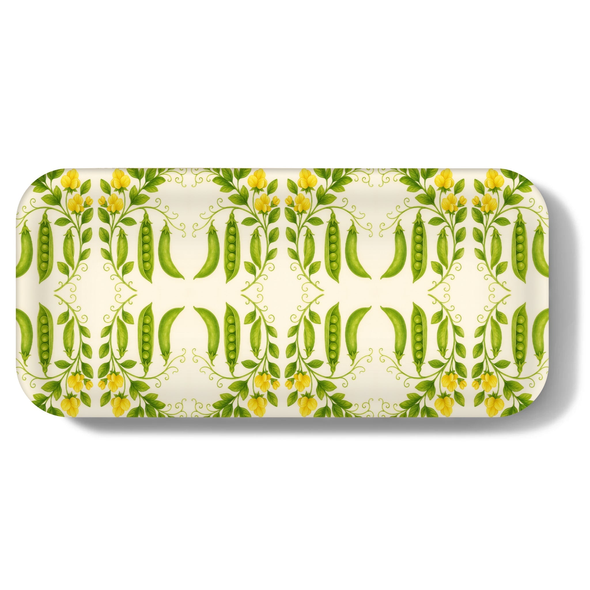 Pea Blossoms Narrow Birchwood Small Decorative Tray