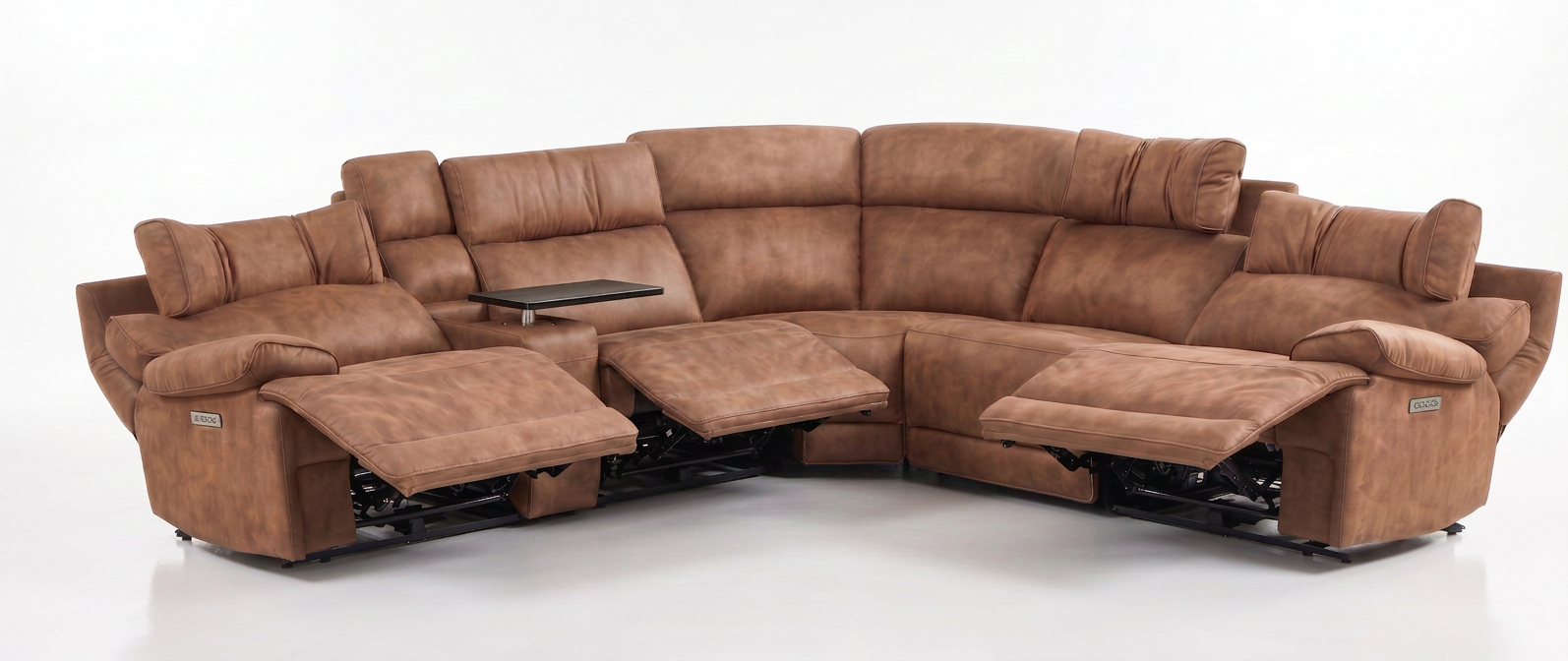 MaxView Media Mocha 6-Piece Power Reclining Sectional with Immersive Sound System
