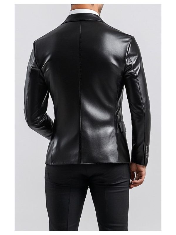 Men’s Black Premium Leather Blazer