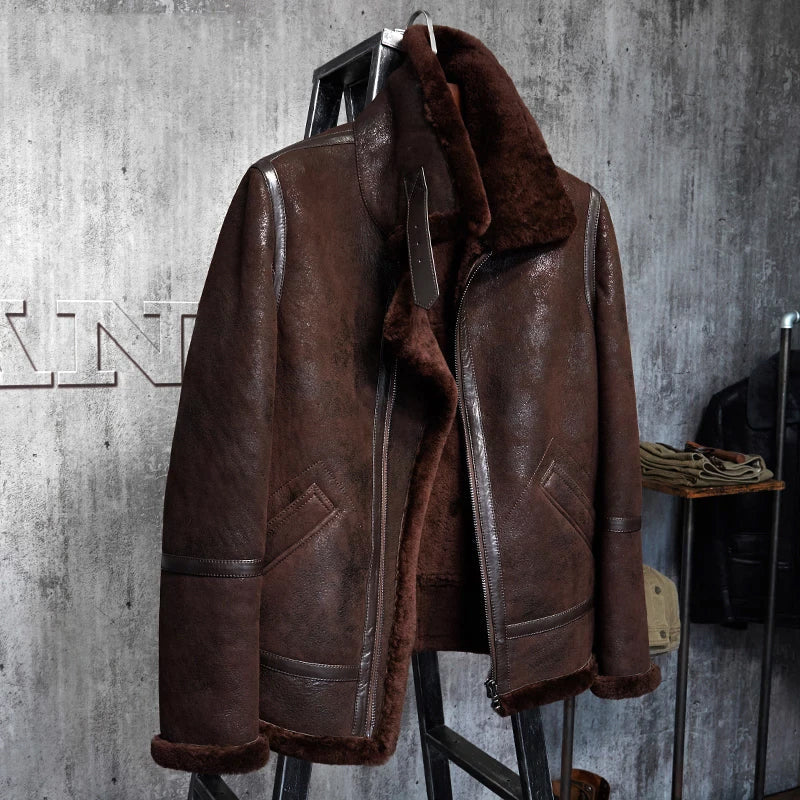 Men’s B3 Sheepskin Brown Shearling Leather Jacket