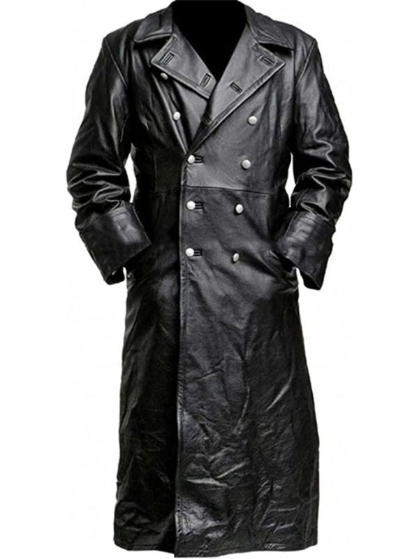 Men Leather Trench Coat