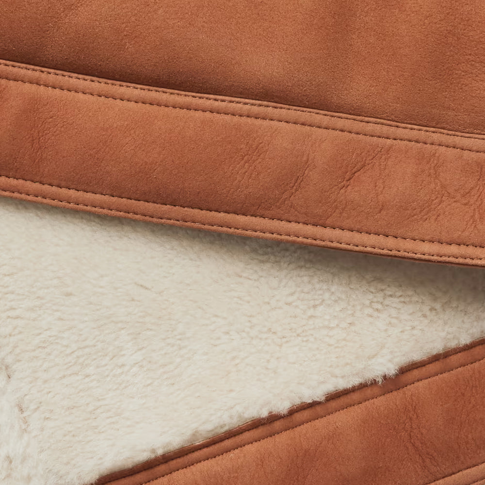 Men’s Brown Suede Leather Shearling Trucker Jacket