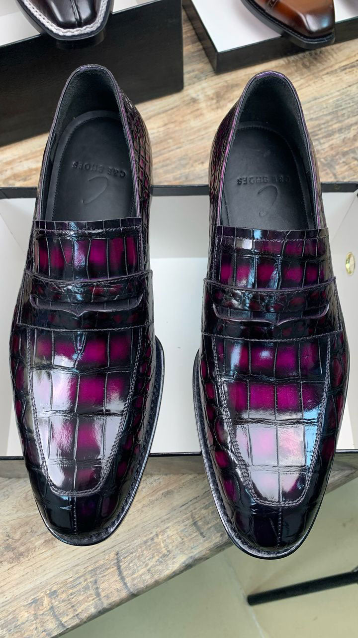 Maurice Custom Made Mirage Alligator Loafer - Purple