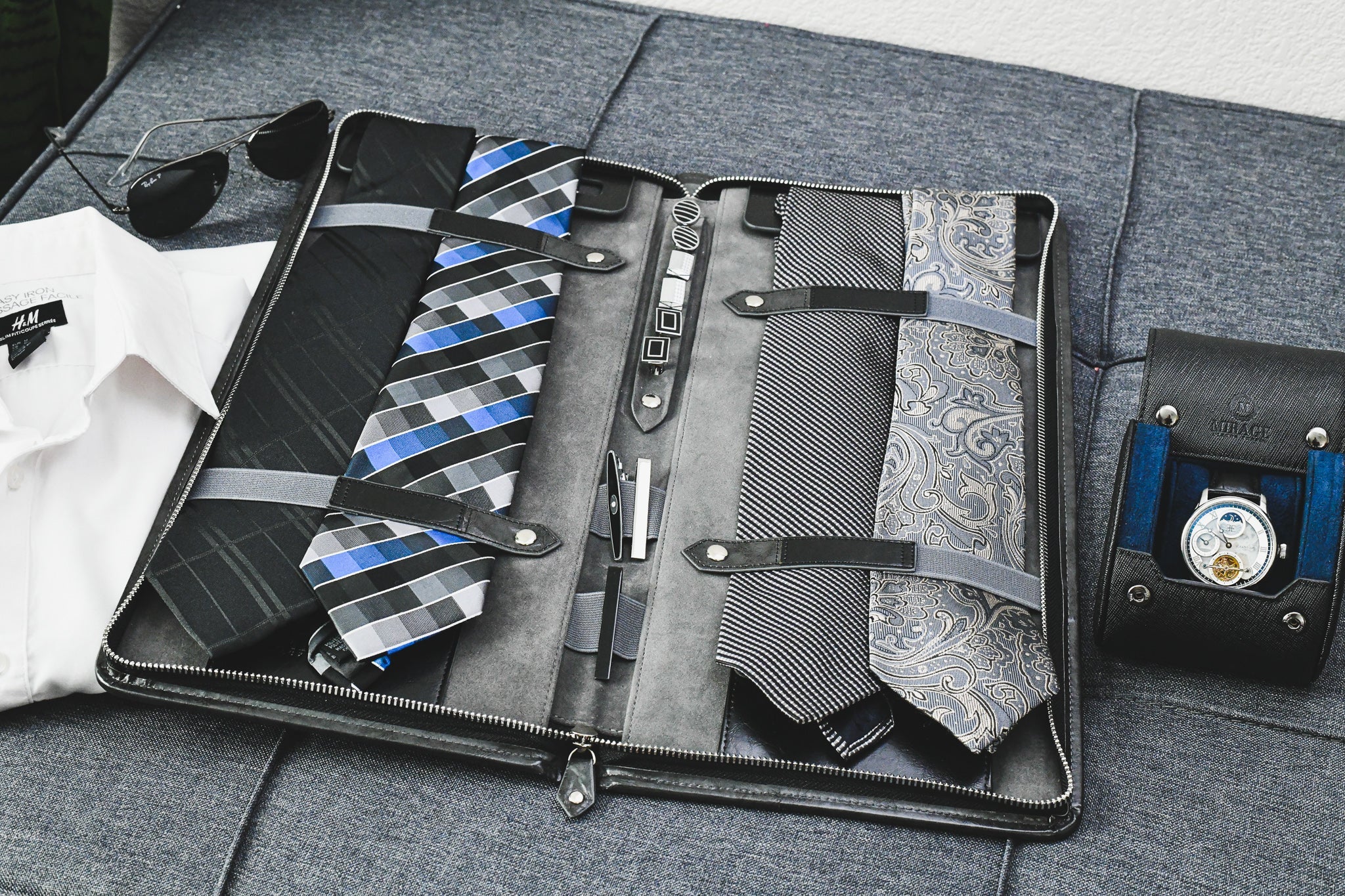 Tie Case for Travel - Graphite Black