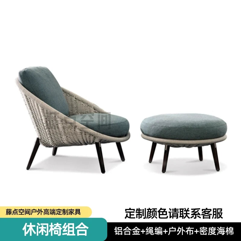 Scandinavian Corner Teak Rainproof Rattan Furniture