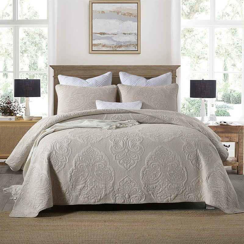 Export High-Grade Plain Embroidered Two Sides Palm Leaf Bedspread