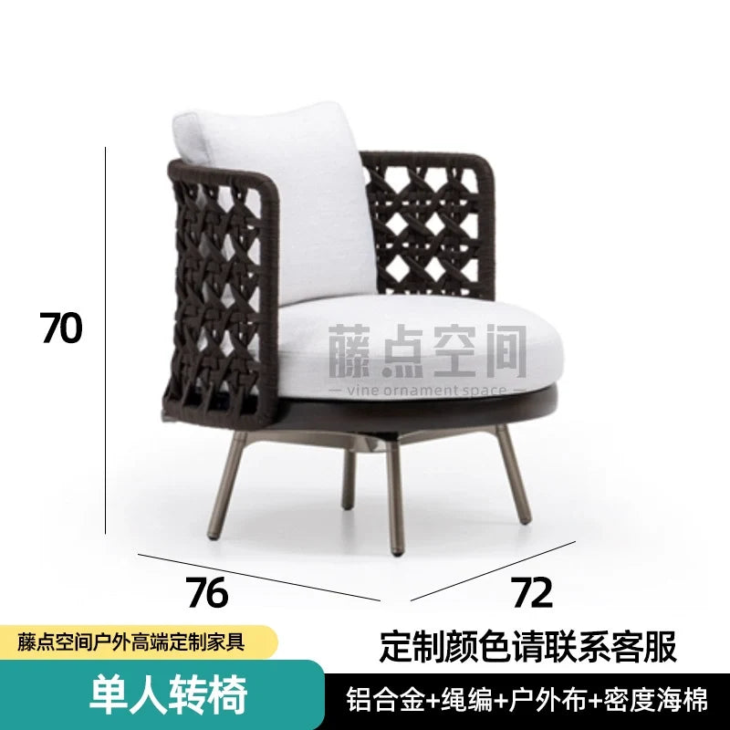 Scandinavian Corner Teak Rainproof Rattan Furniture