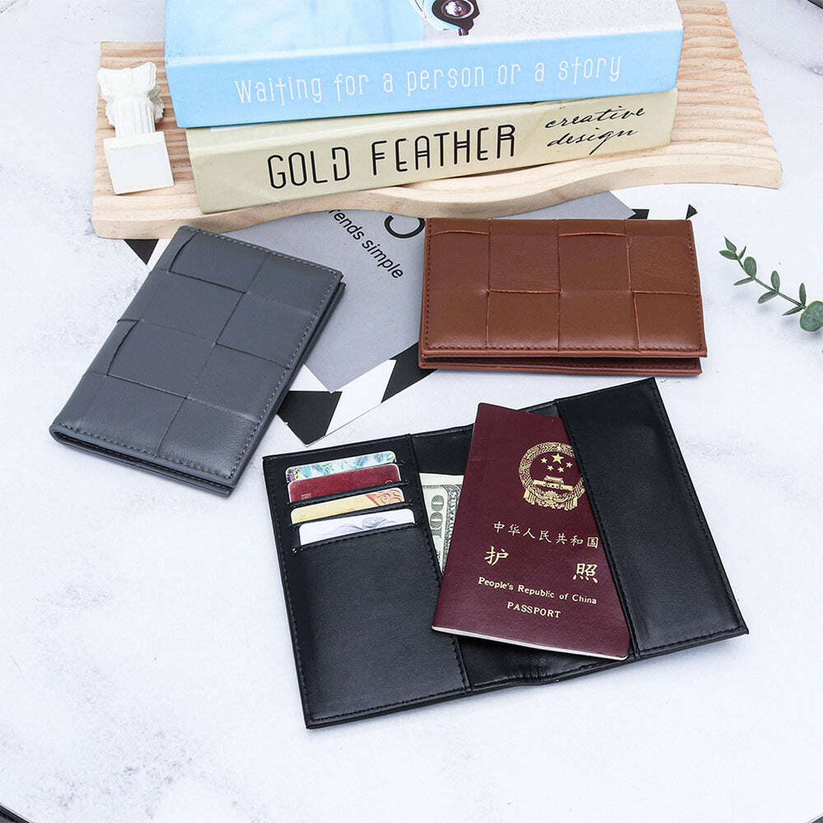 Passport bag women's new woven passport protective cover multifunctional document storage foreskin clip