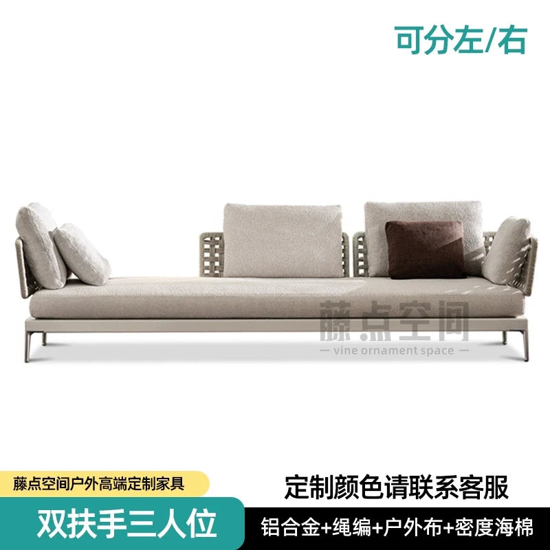 Scandinavian Corner Teak Rainproof Rattan Furniture
