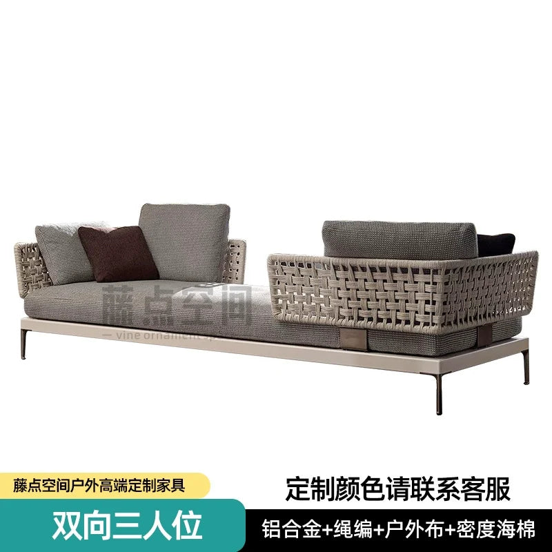 Scandinavian Corner Teak Rainproof Rattan Furniture
