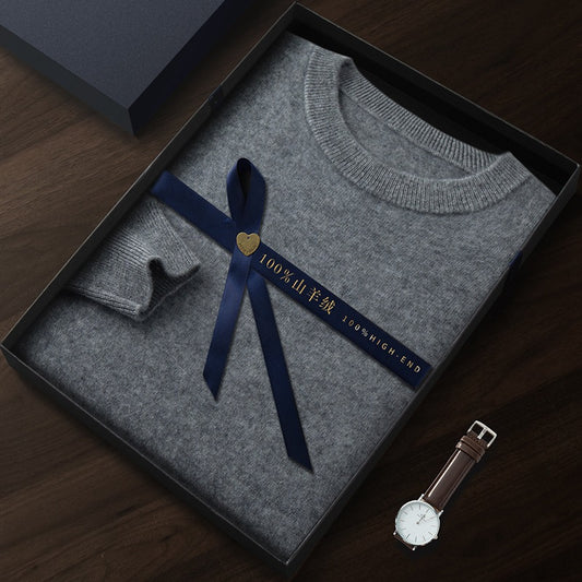 Men's Pure Cashmere Sweater - Round Neck Pullover