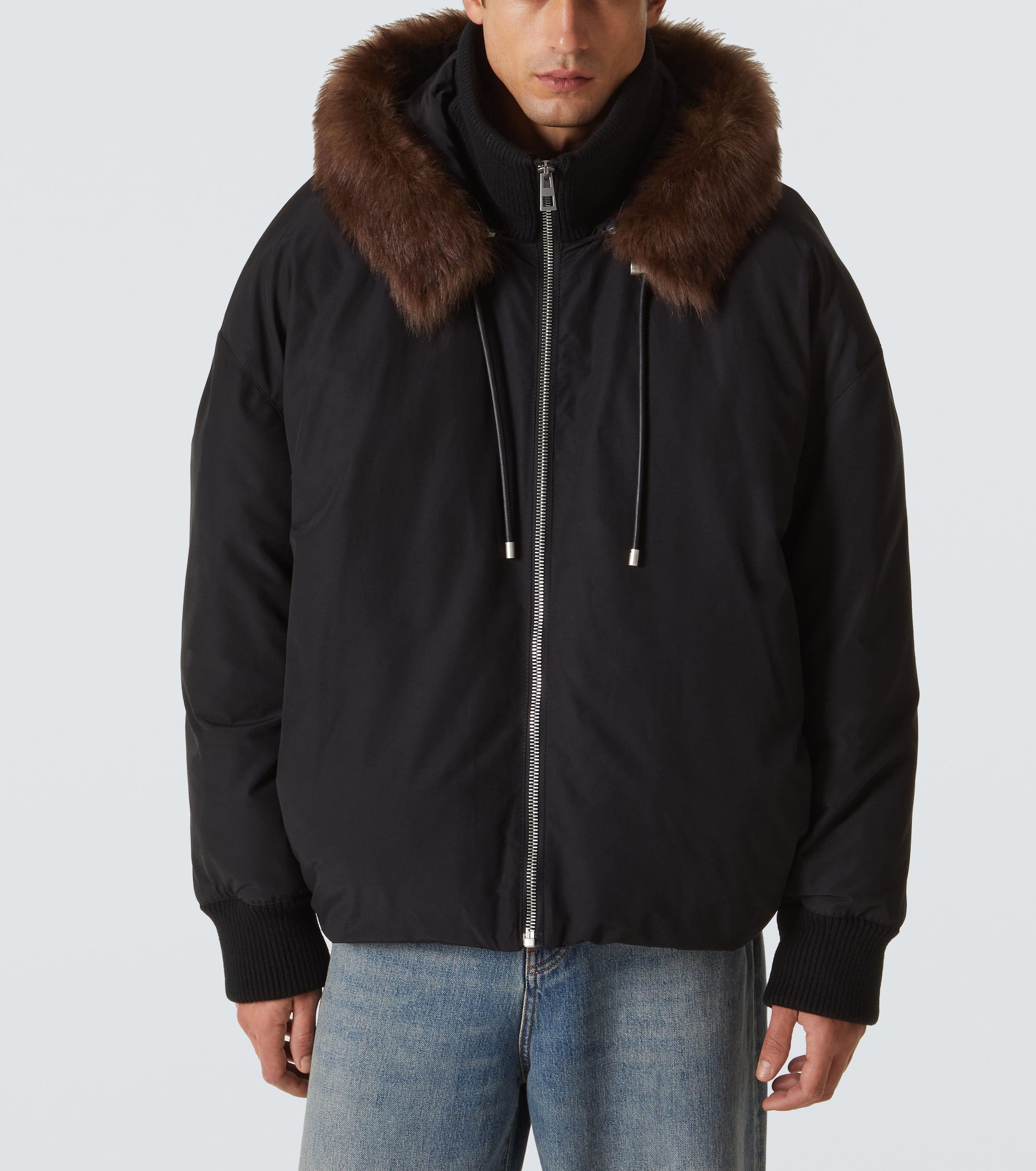 Loewe Men Shearling-Trimmed Cotton-Blend Jacket