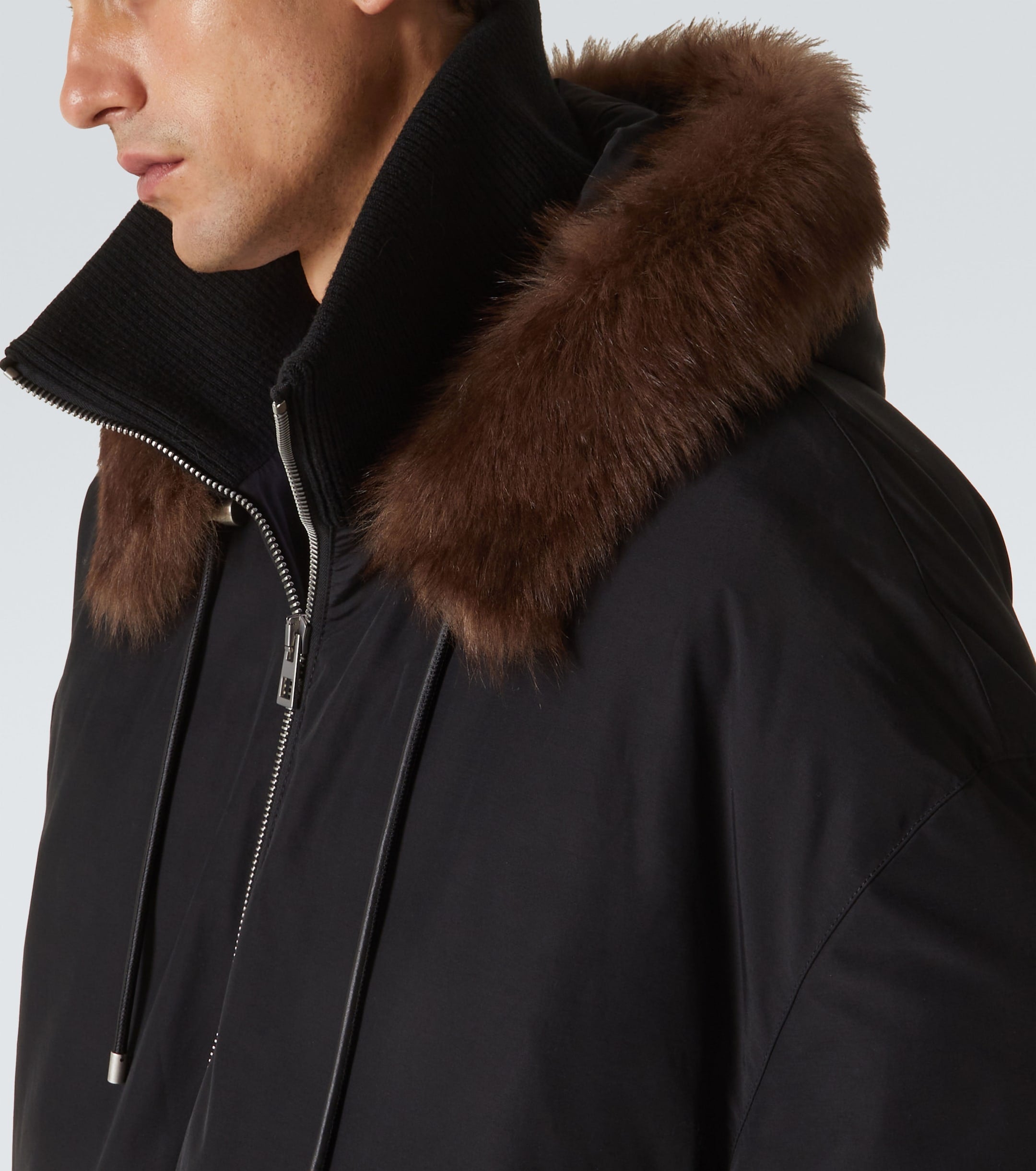 Loewe Men Shearling-Trimmed Cotton-Blend Jacket