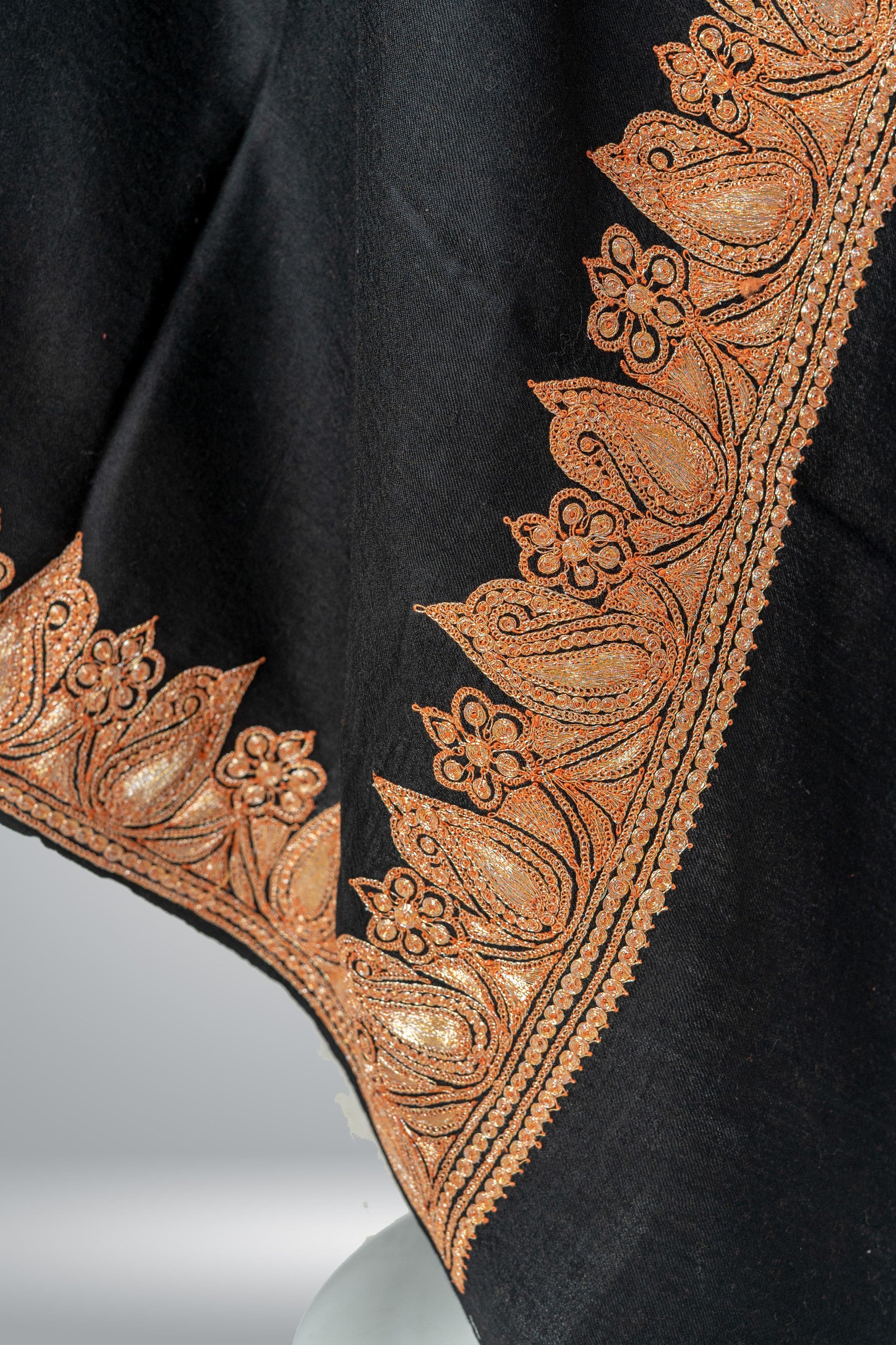 Paisley-Embroidered Fine Merino Wool Shawl