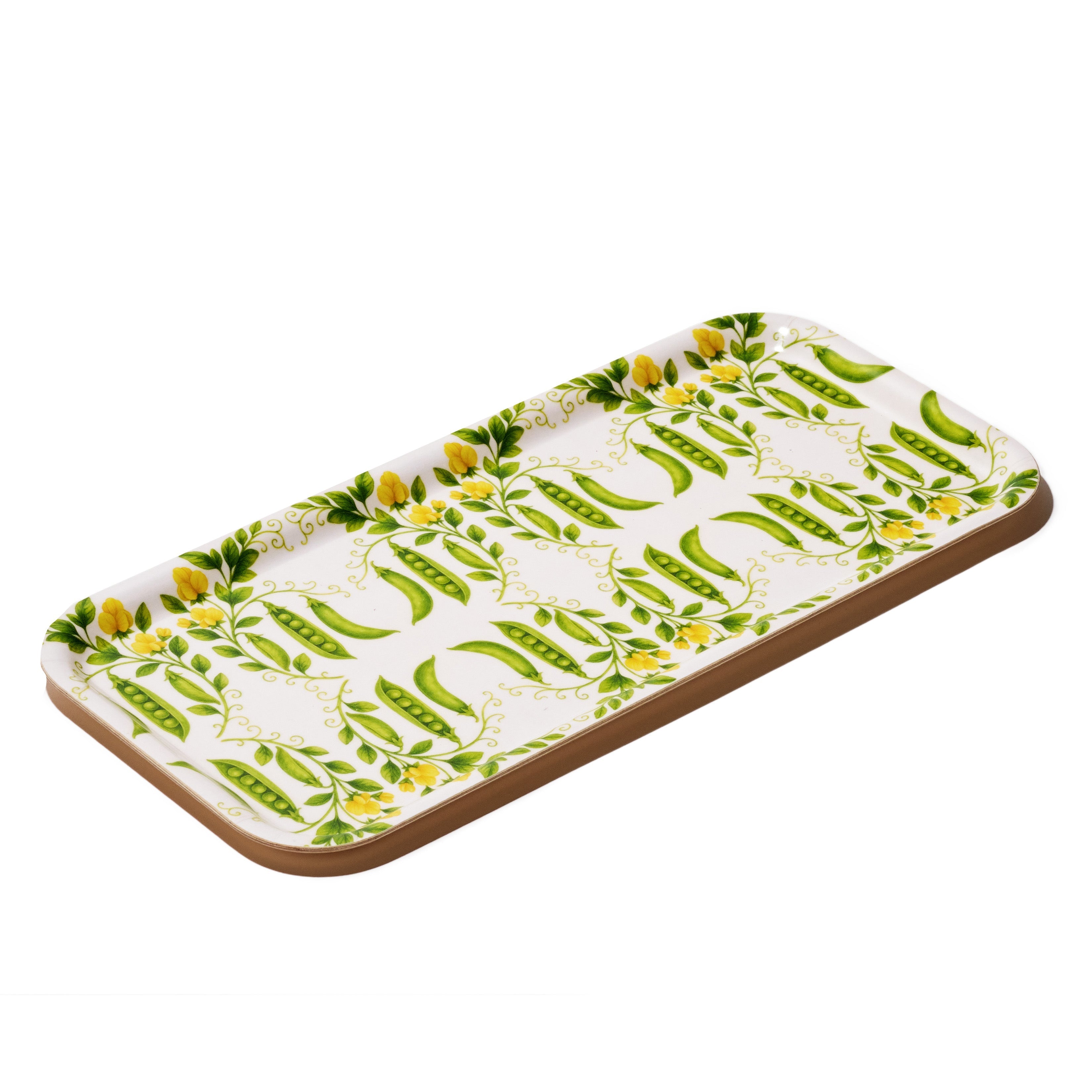 Pea Blossoms Narrow Birchwood Small Decorative Tray
