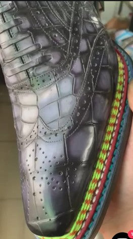 Maurice Phantom Custom Made Alligator Slip-On Shoe - Grey