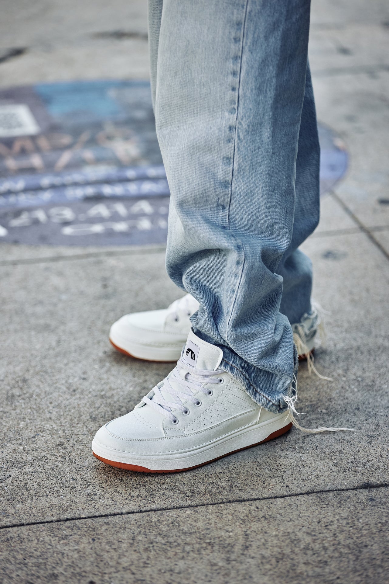 CALTO - Q272 - 2 Inches Taller (White & Gum Sole) -Elevated Leatherette Micro-Perforated Sneakers
