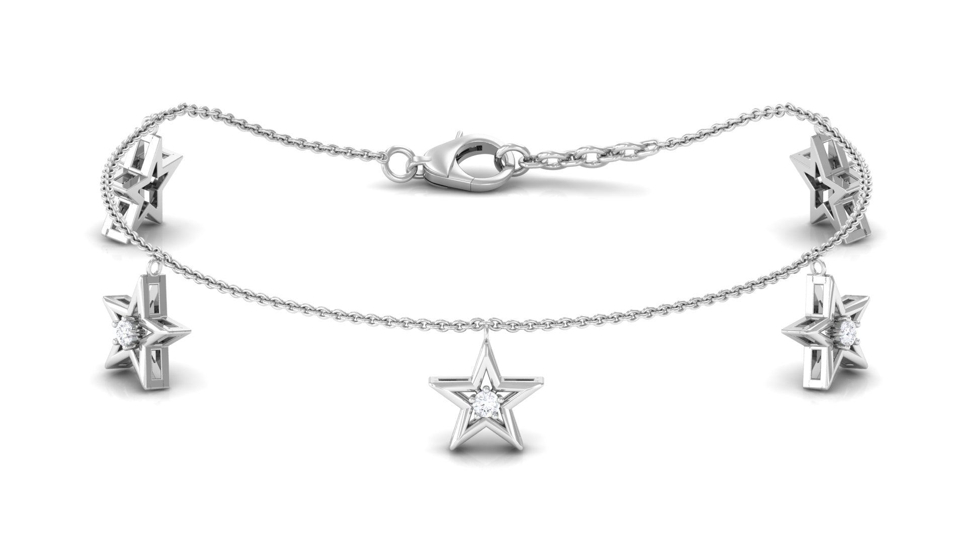 Certified Diamond Star Charm Bracelet For Women