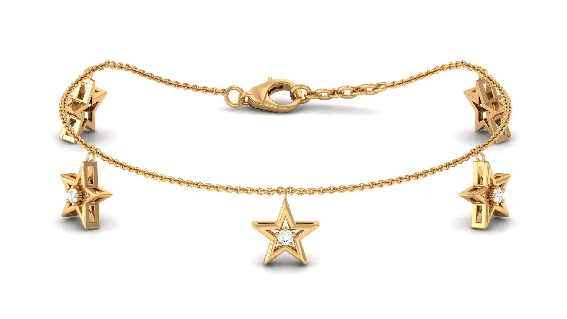 Certified Diamond Star Charm Bracelet For Women