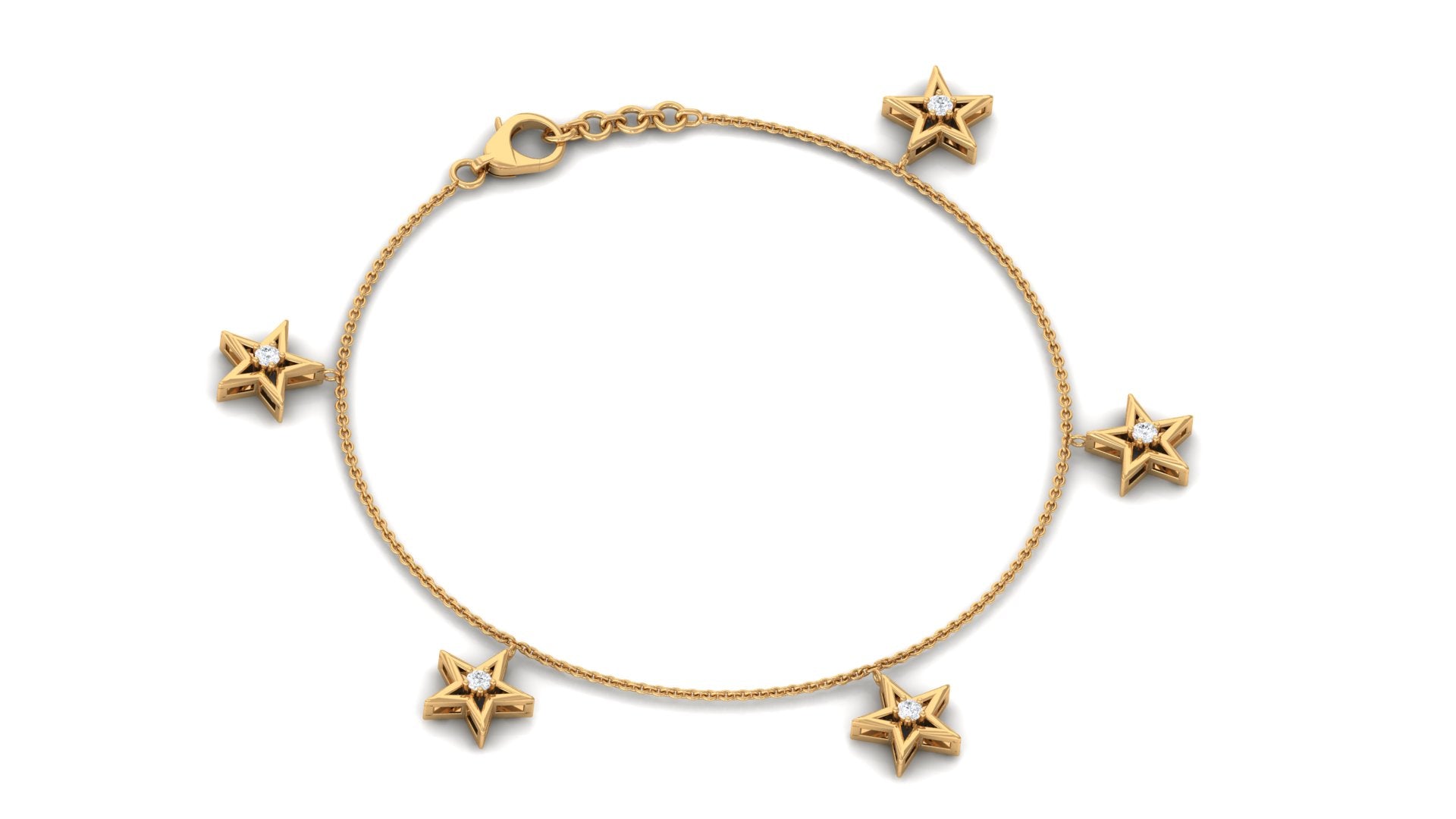 Certified Diamond Star Charm Bracelet For Women