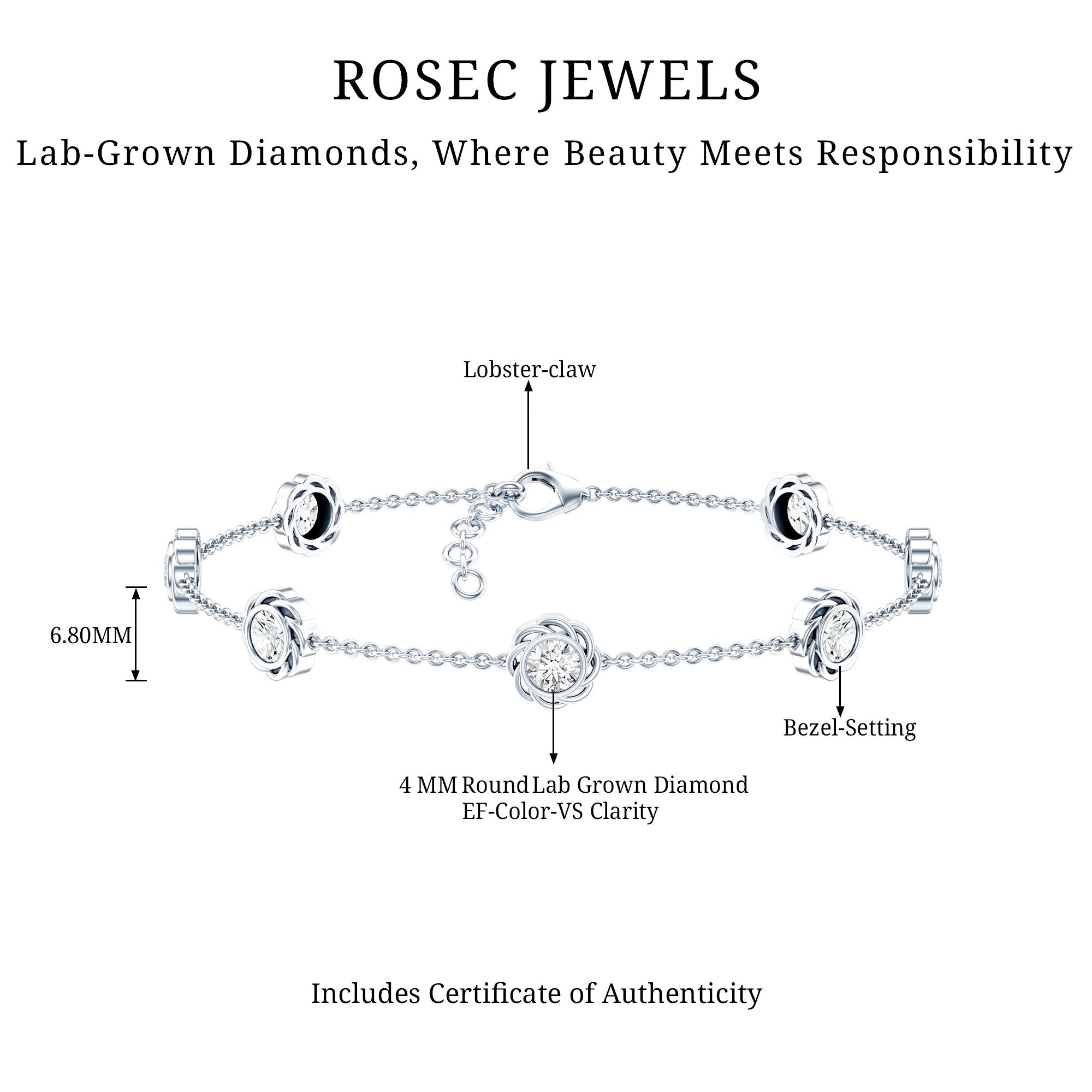 Lab Grown Diamond Station Chain Bracelet