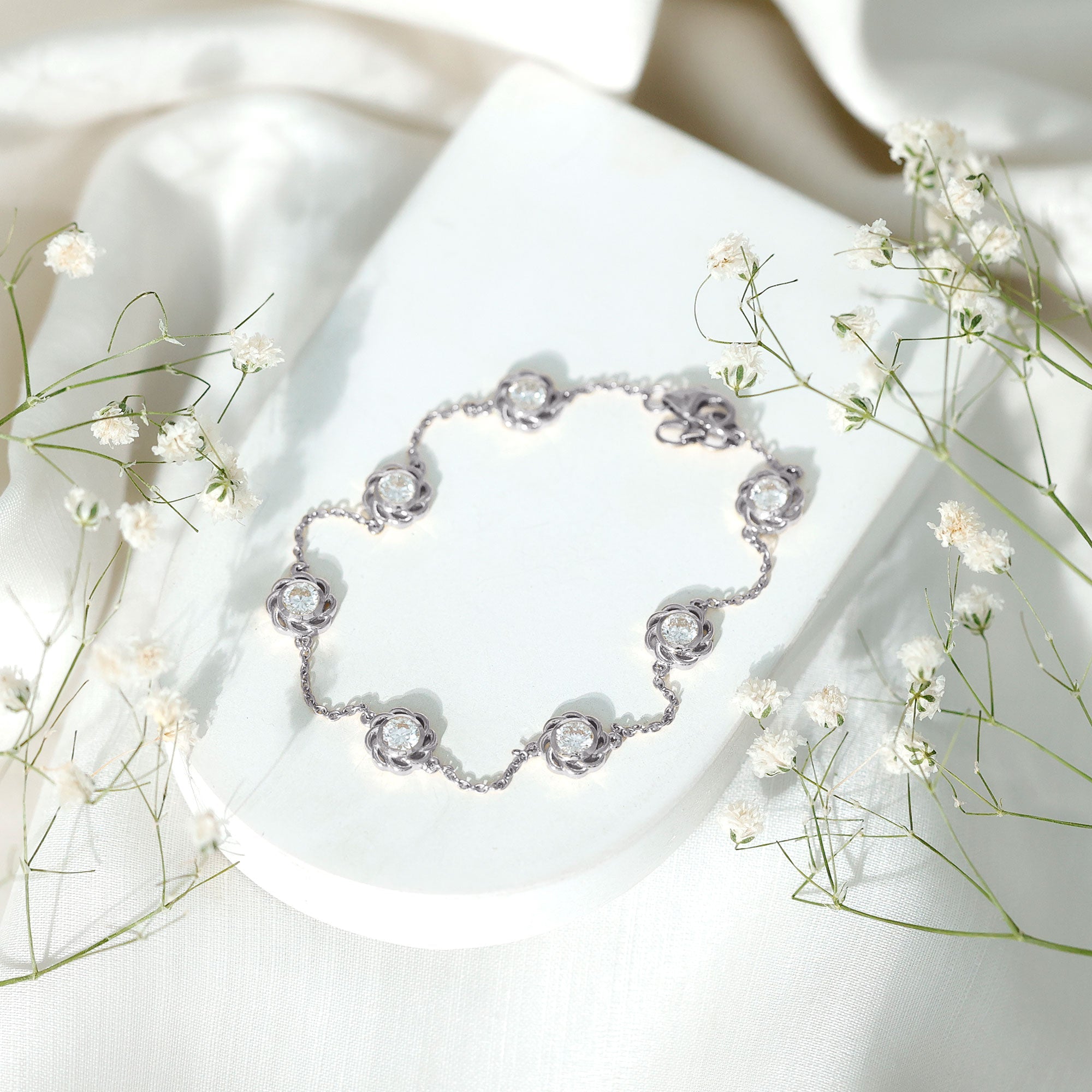 Lab Grown Diamond Station Chain Bracelet