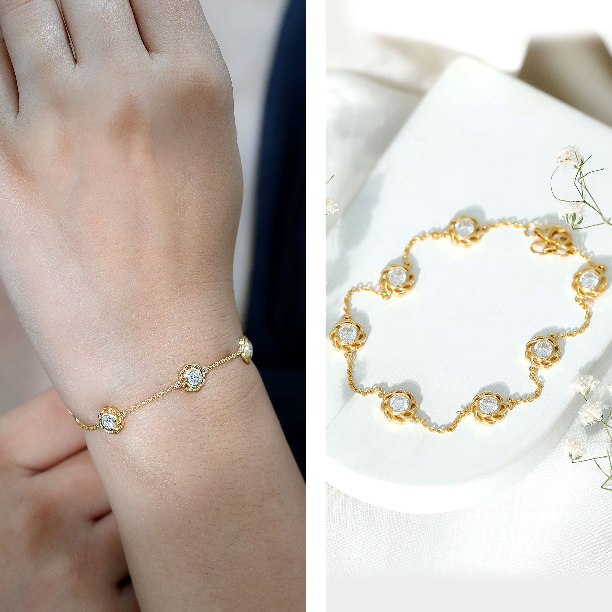 Lab Grown Diamond Station Chain Bracelet